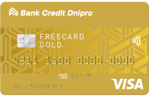 Банк Кредит Дніпро - Картка «Freecard Gold» Visa Gold мультивалютна